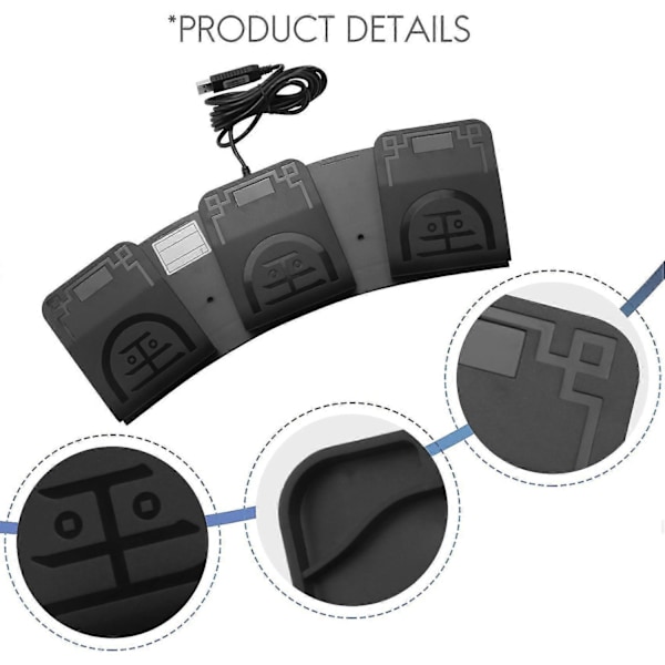 FS2020U1 USB Fodkontakt Kontroltast Tilpasset Computertastatur Handlingspedal Kompatibel med Enheder Instrume-WELLNGS