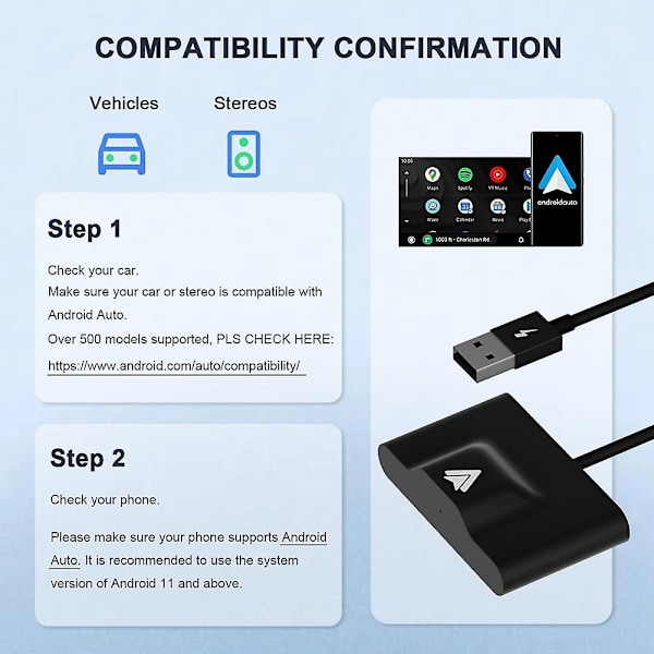 Android Auto Trådløs Adapter til Kablet Android Auto Bil Plug & Play Nem Opsætning AA Trådløs Android-WELLNGS