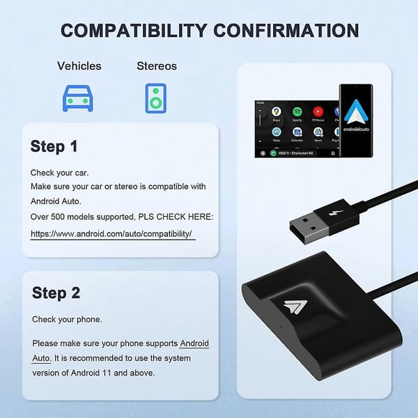 Langaton Android Auto -sovitin langalliselle Android Auto -autolle Plug & Play Helppo asennus AA Wireless Android-WELLNGS