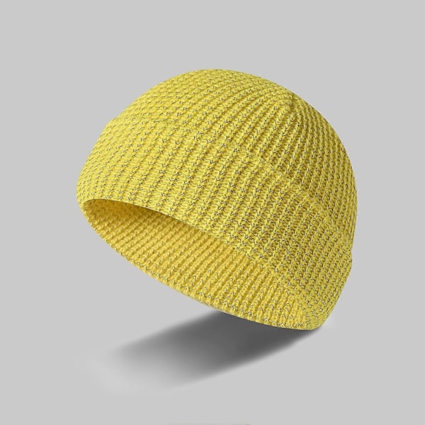 Heijastavat hatut miehille ja naisille, joustavat heijastavat hatut, lämpimät neulotut hatut, 54-58 cm - WELLNGS yellow