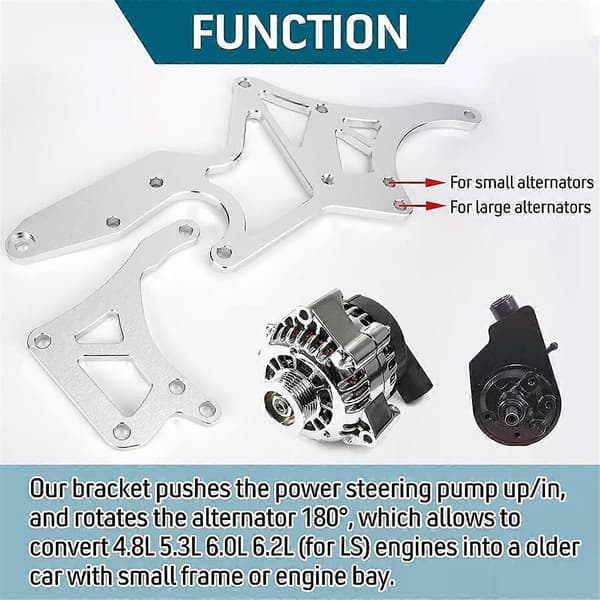 Passar Kompatibel med LS Motor Serpentinfäste Generator Servostyrningspump Byte Konvertering-WELLNGS