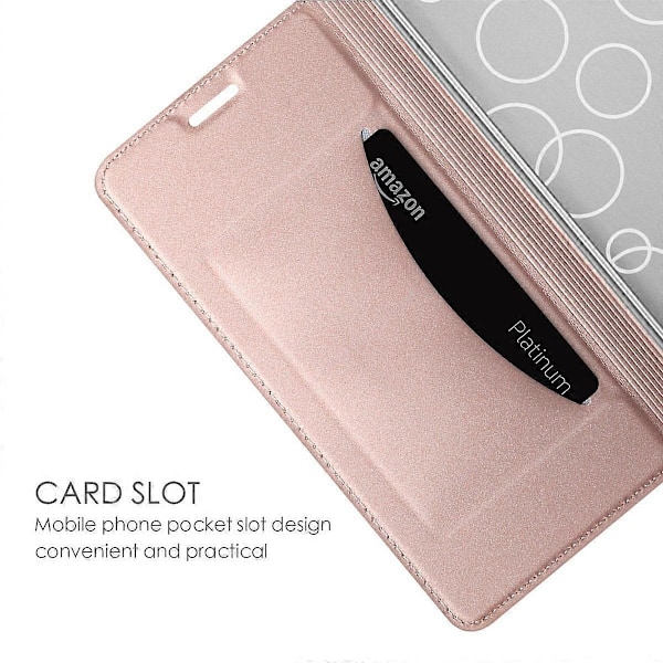 Kompatibelt med Sony Xperia 10 VI Fodral PU Läder Telefonskal med Korthållare Inbyggd Magnetisk Stängning - Guld-WELLNGS Rose Gold