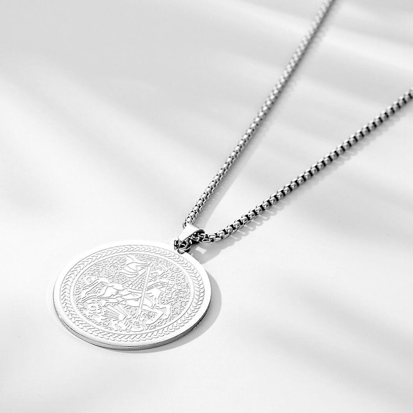 Pyhän Yrjänän riipuskaulakoru miehille ja naisille, soturi Pyhä Yrjänä ja lohikäärme Totem-riipus, kaulakoru, amuletti, koru - WELLNGS Alexander-G