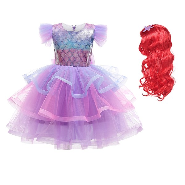 Sjöjungfru Ariel Prinsessa Flickor Klänning Cosplay Kostym Baby Sjöjungfru Klä Ut Barn Halloween Bröllop Kostym Barn Klänning 5T (120)-WELLNGS 5T(120) a3