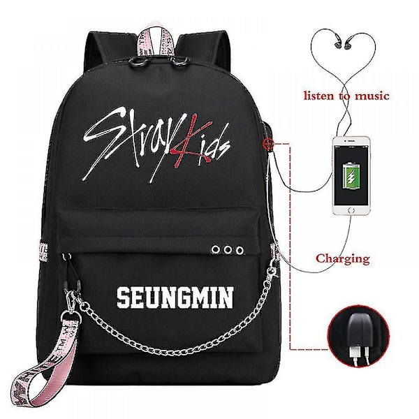 Stray Kids Usb Rygsæk Koreansk Stil Felix Bogtaske Tilbage Til Skolen Drenge Piger Fans Gavepose Mochila_BF SOCIETY-WELLNGS 25