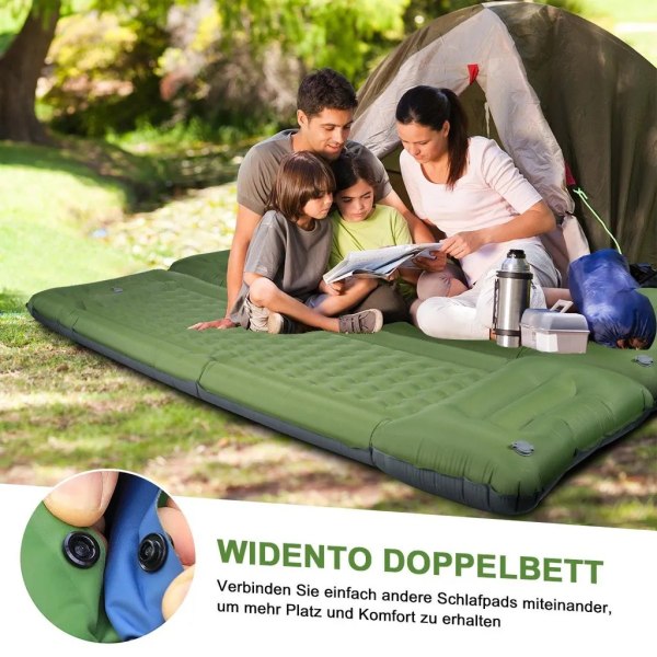 Liggunderlag camping uppblåsbar 12 cm tjock luftmadrass-WELLNGS