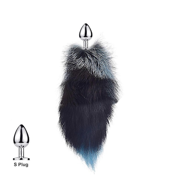 Hale Plug-In Rævehale Kat Små Rekvisitter Ægte Hår Lille Hale Aftagelig Hund Legetøj Sp-WELLNGS Peacock Blue S
