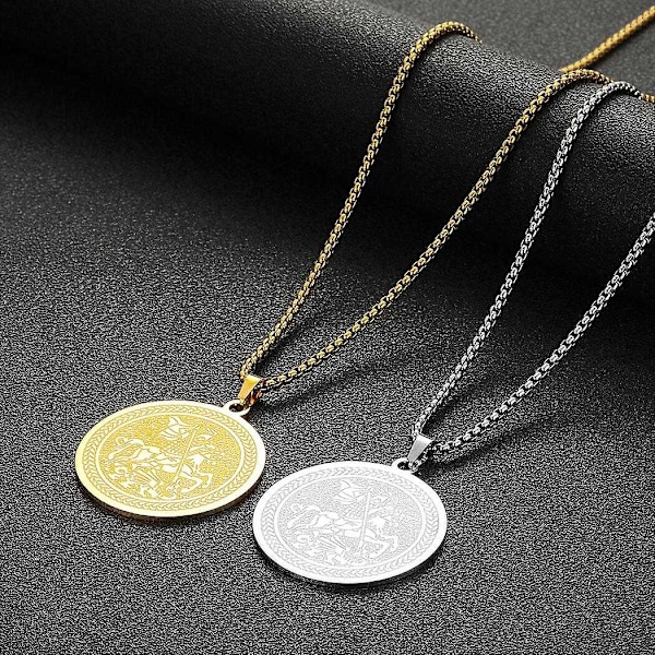 Pyhän Yrjänän riipuskaulakoru miehille ja naisille, soturi Pyhä Yrjänä ja lohikäärme Totem-riipus, kaulakoru, amuletti, koru - WELLNGS Saint Michael-G3
