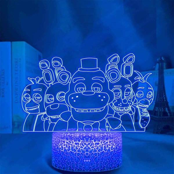 Natlampe Anime Five Nights at Freddy's Soveværelseslampe Dekoration Fødselsdagsgave Five Nights at Freddy's 7 Farver Akryl Stearinlys til Børn
