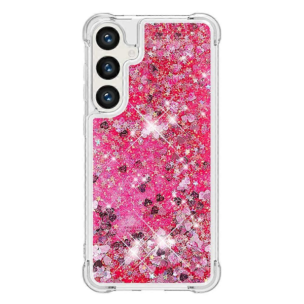 YB Quicksand Series-1 Kompatibel med Samsung Galaxy S24+ Skal Flytande Flytande Paljetter TPU-skydd - WELLNGS Pink Hearts