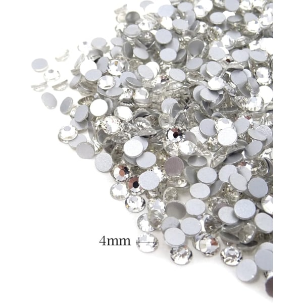 1440 kpl 4mm ss16 kimaltelevat pyöreät tasaselkäiset strassit kristallit, tarttumattomat-WELLNGS