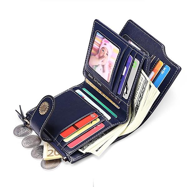 SENDEFN 5206 RFID-blockerande plånbok i läder med flera kortfack för kvinnor - WELLNGS Dark blue