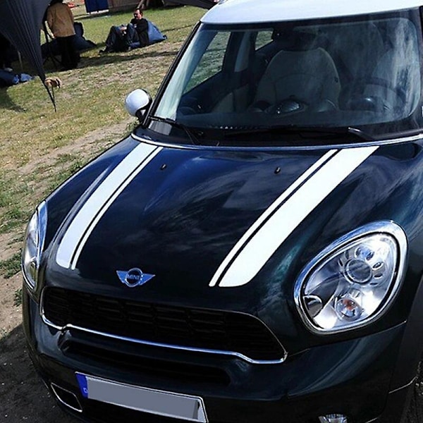 Bilindvendige bilhjelmsklistermærker til MINI Cooper One S JCW Countryman Clubman R55 R60 R61 F54 F55 F56 Auto Head Stripe -WELLNGS White