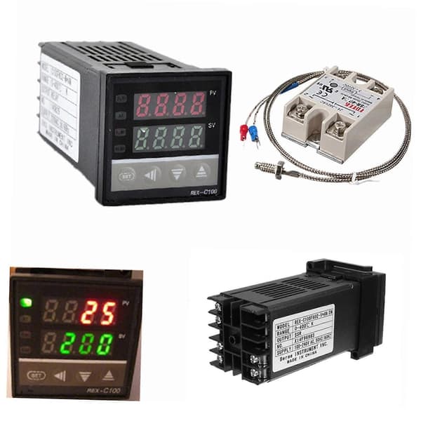 Digital LCD PID REX-C100 Temperaturregulator Kit + K Termoelement + Max 40A SSR-WELLNGS