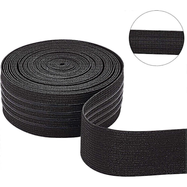 6 Yards 37mm Bred Skridsikker Elastik Straight Silikone Elastik Griber Flad Linning til Beklædningssyning Projekt Sort-WELLNGS