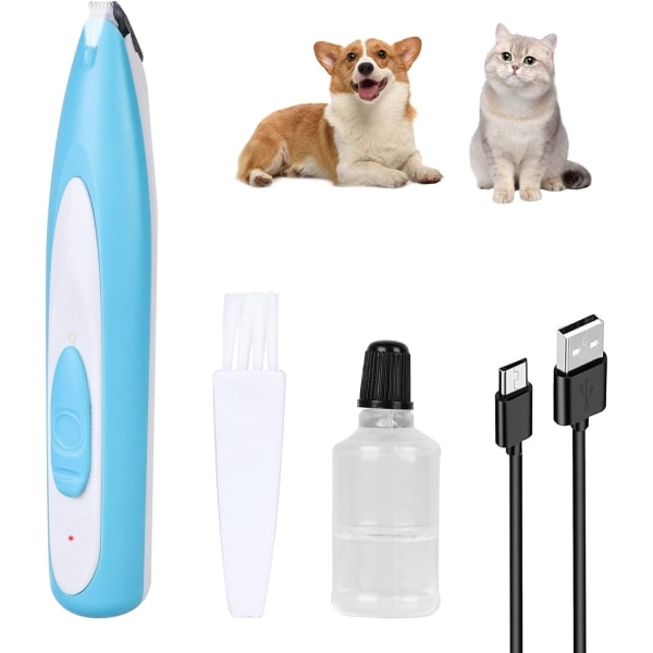 Silent dog and paw trimmer with LED light and cat light - animal hair