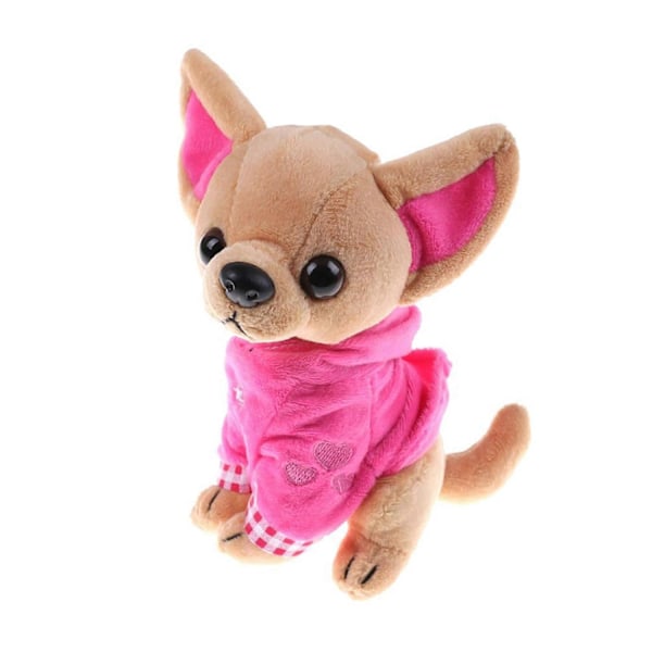Jul Plysch Baby Leksak Mjuk Chihuahua Leksaker Födelsedagspresent Gosedjur Hund för Docka-WELLNGS Rose Red