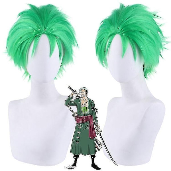 Anime Roronoa Zoro Cosplay Kostume Wano Kuni Land Kimono Robe Fuld Dragt Outfits Halloween Karneval Dragt _ai-WELLNGS Only wig L