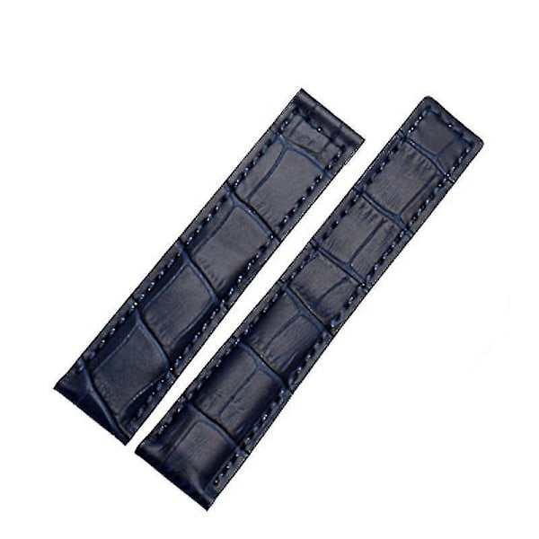 Tag Heuer Ekte Lærarmbånd Armbånd 19mm 20mm 22mm - Herrearmbånd med Foldespenne og Svart/Rødt Design-WELLNGS blue no buckle 22mm