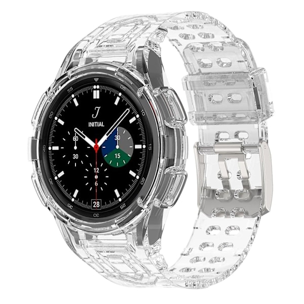 Til Samsung Galaxy Watch4 Classic 46mm Rem Justerbar Rem med Integreret Etui-WELLNGS Transparent Style H Samsung Galaxy Watch4