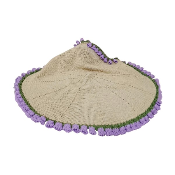 Bouquet Tæppe Hæklesæt Hæklestartersæt til Bouquet Gave Håndværk Håndlavet DIY Håndværk Strikkesæt til Entusiaster Voksne-WELLNGS Khaki White Purple