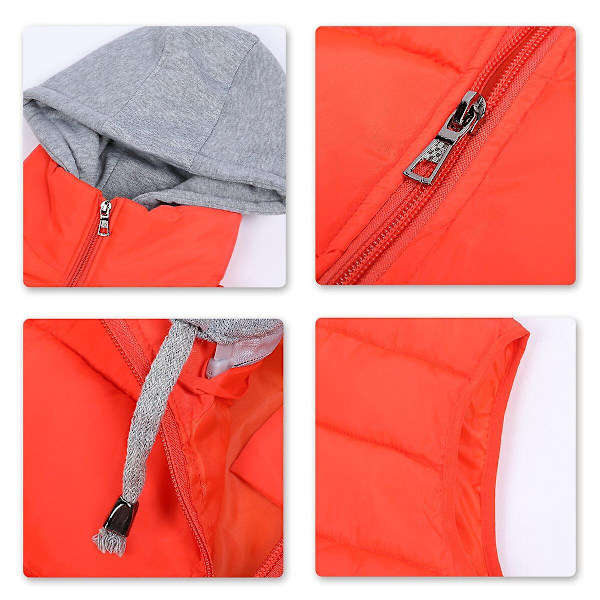 YOUTHUP Herr Quiltad Väst med Huva Utomhus Tjock Fritidssport Huva-WELLNGS Orange 2XL