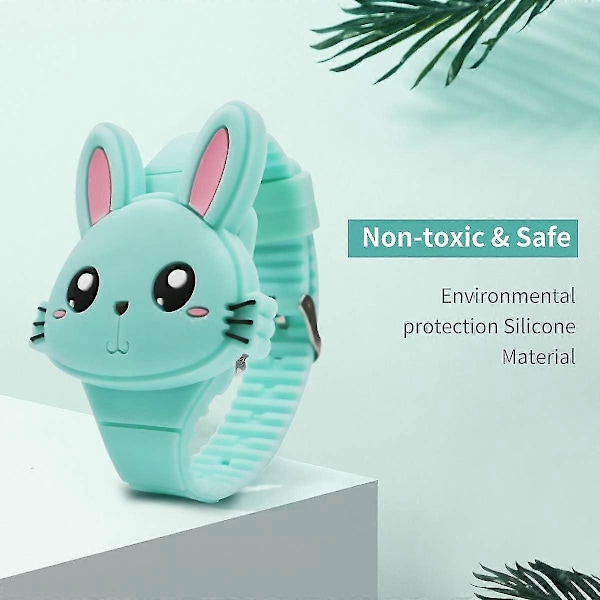 Lasten kello, tyttöjen kello digitaalinen söpö muoto LED muoti silikoni ranneke simpukankuori design rannekello tyttö-WELLNGS 03-ClassicGreen