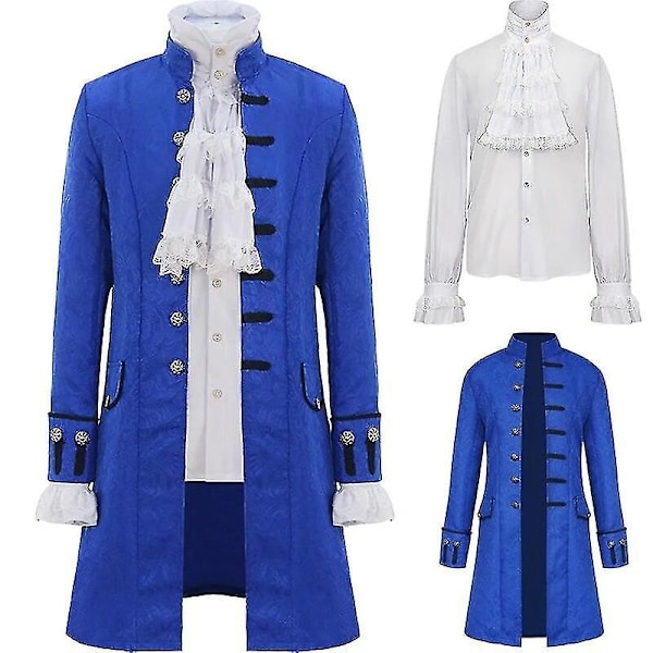 Miesten ja lasten steampunk-trenchcoat / paita Vintage Prince -takki keskiaikainen renessanssi takki viktoriaaninen edvardiaaninen cosplay-asu-WELLNGS white Jacket 2XL