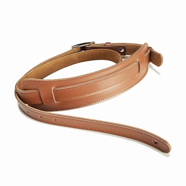Holdbar Læder og Metal Spænde Elektrisk Guitar Rem Bælte Skulderpude Justerbar Vintage Guitar-WELLNGS Brown