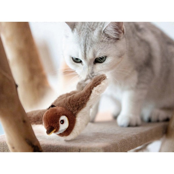 Pipande Katt Leksak Uppladdningsbar Slap Leksak Beröringsaktiverad Plysch Leksak - Brun - WELLNGS
