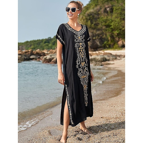 Broderet bomuldsbluse - WELLNGS Black