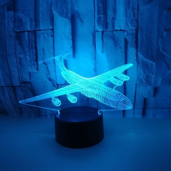 Nattlampa för flygplan för barn, 3D Illusionslampa, 16 färger som ändras med fjärrkontroll, rumsinredning, presenter till barn Pojkar Flickor-WELLNGS