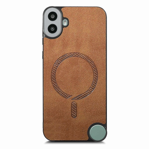 Kompatibel med Nothing CMF Phone 1 Lær Bakdeksel Kompatibel med MagSafe Hudvennlig Telefondeksel - Brun-WELLNGS Brown