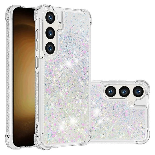 YB Quicksand Series-1 Yhteensopiva Samsung Galaxy S24+ -kotelon kanssa, nestemäiset kelluvat paljetit TPU-suojus - WELLNGS Laser Hearts