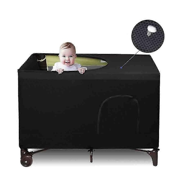 Blackout Crib Cover - Pustende Mesh Sovehette for Reisevogner - Innendørs og Utendørs Bruk - WELLNGS