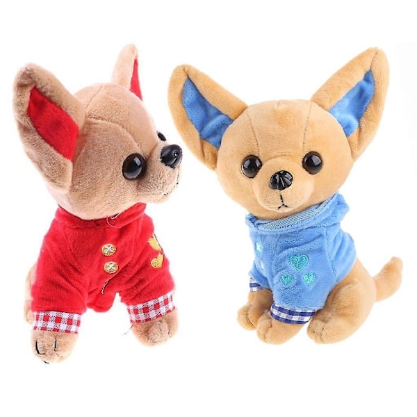 Jul Plysch Baby Leksak Mjuk Chihuahua Leksaker Födelsedagspresent Gosedjur Hund för Docka-WELLNGS Red
