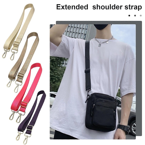 Färgglad Väska Axelrem med Karbinhake Justerbar Breddad Enkel Axel Crossbody Meddelande-WELLNGS Grey