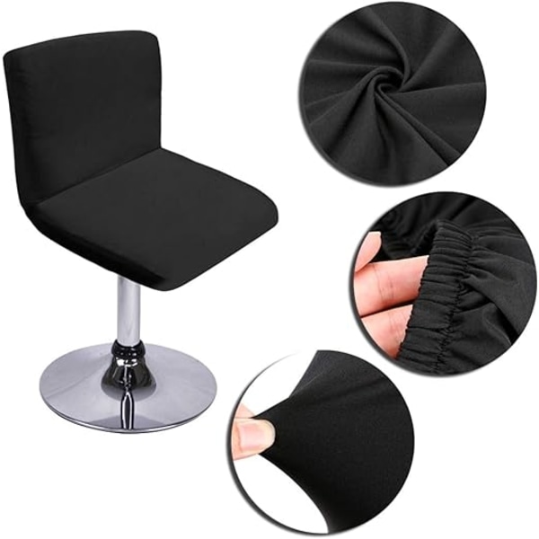 2-delad set svarta barstolstofflor (utan stolar), med cover för korta vridbara matstolar, cover, ryggstödsstol, b-WELLNGS