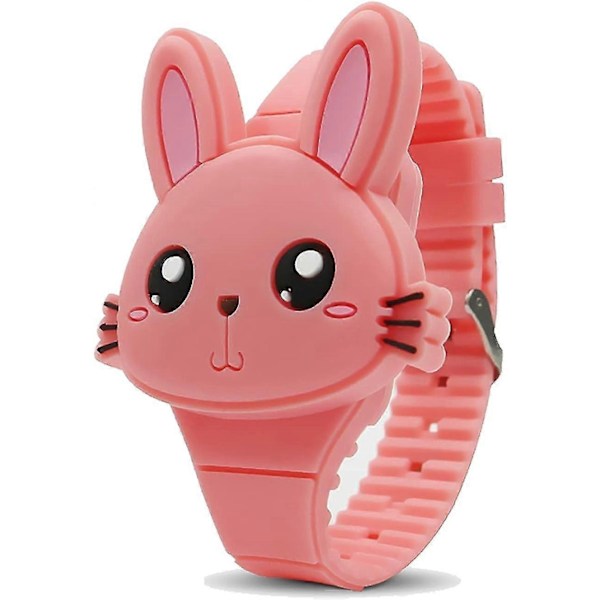 Barnklocka, flickklocka Digital Söt Form LED Mode Silikonarmband Clamshell Design Armbandsur Flicka-WELLNGS Watermelon red