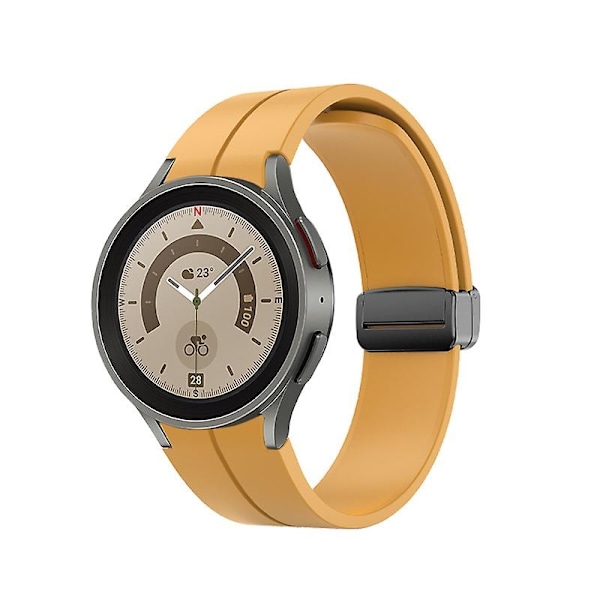 Magnetiskt silikonarmband för Samsung Galaxy Watch 5 Pro 45mm/4 Classic 44mm 40mm 46mm 42mm Armband Band för Galaxy Watch5/4 Bälte-WELLNGS Dark yellow B Watch 4 Classic 42mm