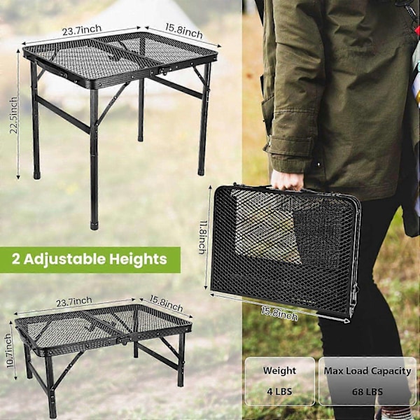 Sammenklappeligt grillbord, aluminium, til udendørs camping BBQ-WELLNGS
