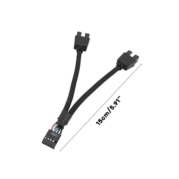 2 kpl tietokoneen emolevyn USB-jatkokaapeli 9-pin 1 naaras 2 uros Y-haaroitin ääni Hd-jatke - WELLNGS 0 0