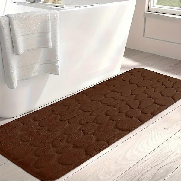 Lyxig och plyschig badrumsmatta i minnesskum - halkfri, snabbtorkande, tvättbar badrumsmatta för bekväm heminredning - WELLNGS Coffee 50*150cm