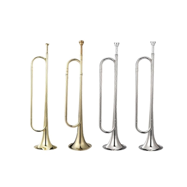 Signalhorn Kavaleritrompet med munnstykke Blåseinstrument Speidertrompet Signalhorn for Kavaleriband Sceneopptreden Nybegynnere Voksne - WELLNGS gold  Bb