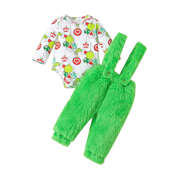 Babyen, der stjal julen Outfit Baby Boys Girls Xmas Grøn Pels Monster Kostume Tøj Sæt-WELLNGS Style 1 18-24 Months