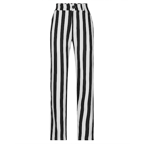 Herrbyxor med ränder, personliga fickor, knappar, kostymbyxor, leggings, casualbyxor - WELLNGS Black XL