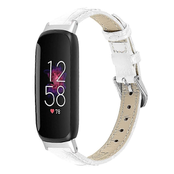 Ersättningsarmband för Fitbit Inspire 3 Bambu Trä Ådring PU Läder Justerbart Armband-WELLNGS White