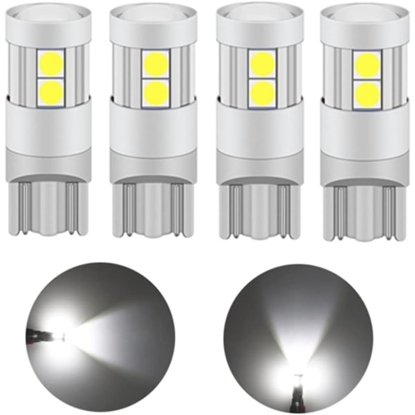T10-3030-9SMD2.4W LED-lampa, 12V 24V Vit 6000K, med projektionslins (4st)-WELLNGS