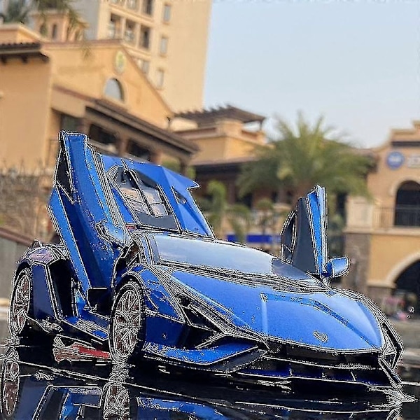 [Punainen] Lamborghini Lightning 0837 Metalliurheiluautomalli äänellä ja valolla pojille - WELLNGS