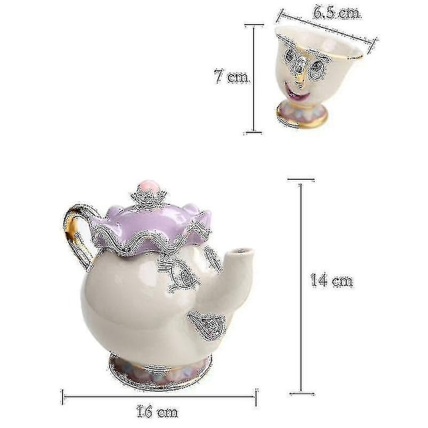 Cartoon Ny Skönheten och Odjuret Tekanna Mugg Te Set Födelsedagspresent -z-WELLNGS 20cm Plate